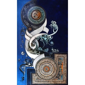 Bin Qalander, 36 x 60 Inch, Oil on Canvas, Calligraphy Painting, AC-BIQ-028